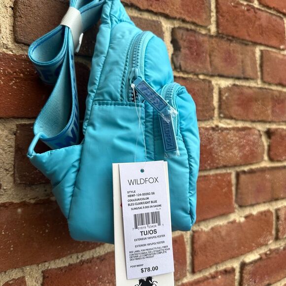 Wildfox $78 puffy Crossbody Double Pocket Sling Bag Blue NEW - Picture 4 of 4